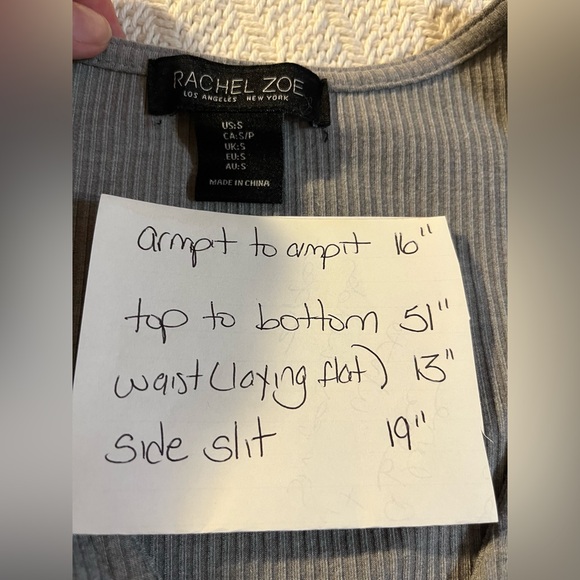 Rachel Zoe LA NY V-Neck Maxi Dress Adjustable Side Slit & Ruching Grey Size S - Picture 7 of 11